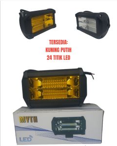 Lampu Led Tembak Sorot Alumunium Motor Mobil 2 Susun 24 Mata 12-80 Volt  Diam Kedip Kuning Putih