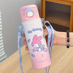 Sanrio | 1pc Sanrio Thermos Cup 520ML Portable Water Bottle With Straw and Shoulder Strap Dual-Drinking Cup