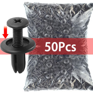 50Pcs 8mm Screw‑Style Car Body Rivet Clips Plastic Bumper Fender Panel Fastening Retainers Spare For Toyota Focus Kia Nissan