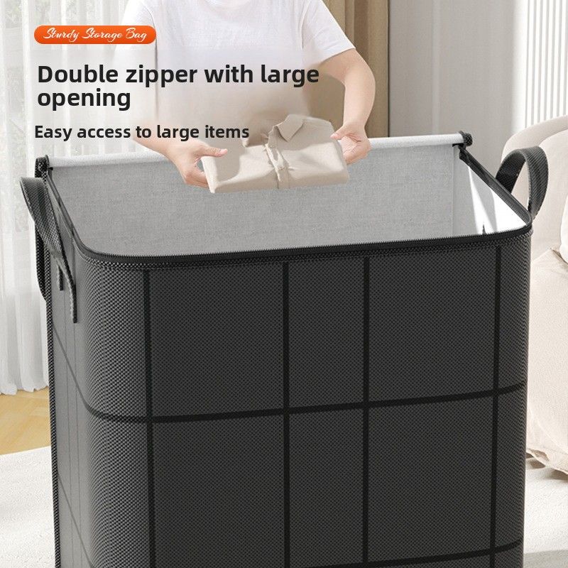 Extra Large Black Woven Storage Bag, Non-Woven Quilt Packing Bag For Moving & Bedroom Organization
_voghion.com