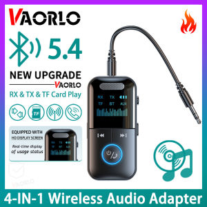 VAORLO Bluetooth 5.4 Audio Receiver Transmitter TF Card Play 3.5mm AUX Stereo HIFI Lossless Music Multifunction Wireless Adapter With HD Display Screen/Mic For Car Kit/TV/Headphone/PC/Speaker/Amplifier/Wired Headset