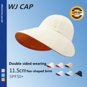 【WJ】Double sided wearable large eave empty top sunshade hat Summer UV resistant and breathable sunscreen hat ﻿