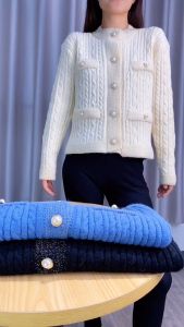 SS GALLERY - KN107 Cardigan Wol Rajut Korean Style Premium Lis Gliterry Baju Panjang Knitwear Atasan Kancing Sweater Kardigan Lembut Outer