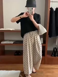 QUẦN BOM ĐŨI BAGGY NỮ ỐNG SUÔNG  HOẠ TIẾT CHẤM BI VÔ CÙNG MÁT CHO MÙA HÈ .