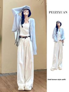 PEIZIXUAN | Laid-back Blue Knit Cardigan Soft Short Sleeved Top