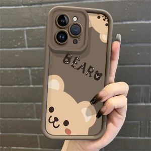 💗เทรนด์อินเทอร์เน็ตคนดัง + มีในสต็อก + เคสโทรศัพท์แบบที่มีของของเหลวลายการ์ตูนหมีน่ารักสำหรับ iPhone 15 Pro Max 12 14 13 Pro 11 XR 7 8 Plus เคสซิลิโคนแบบนิ่มกราฟฟิตี