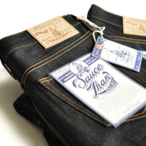 ZhangJianning Zipper Denim Jeans Original Color Youth Casual Fit Jeans mid Waist Red Ear Cotton Cone Shaped Leg Hole