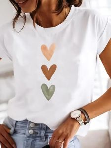 Womens Cute Slim Round Neck T-shirt Funny Harajuku Graphic Short Sleeve Summer Casual Daily Commute Comfort Top