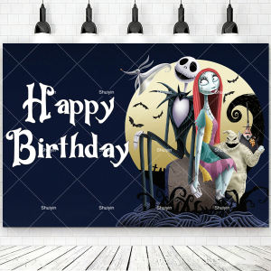 Beast Kingdom | Cartoon The Nightmare Before Christmas Background Kid Birthday Decoration Baby Shower Party Banner Halloween Decoration Backdrop