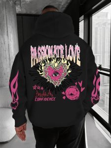 เสื้อฮู้ดผู้ชายสไตล์ยุโรปและอเมริกา พิมพ์ลายจดหมายรักส่วนตัว ใส่สบาย นุ่ม เหมาะสำหรับใส่เที่ยวข้างนอกและใส่ลำลอง