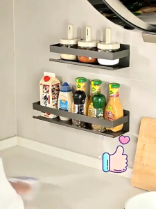 Wall Mounted Condiment Storage Rack Tableware Spice Rack Bracket Kitchen Condiment Storage Rack