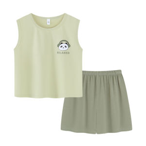 Miiow | Catman Childrens Sleepwear Thin Sleeveless Home Clothes Set For Boys Breathable Moisture Wicking Cool Feeling Anti-static