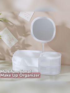 Cosmetic Organizer Makeup Organizer with Mirror Desktop Storage Box Cosmetic Storage Box Table Organizer