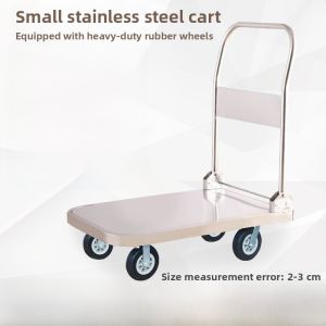 Stainless Steel Foldable Hand-Pulled Quiet Shopping Cart Portable Goods Transport Dolly Versatile Household Storage Solution