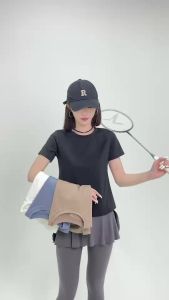 t303# tb3032-2xl# เสื้อยืด คอกลม แขนสั้น แต่งเว้าเอว ผ้านิ่ม เนื้อผ้าไลคร่า