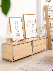Japanese Style TV Cabinet Young Adults Living Room Storage Wardrobe Simple Modern Drawers against Wall Small Apartment