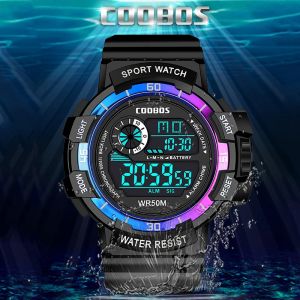 Nam Cao Cấp Chống Nước Đèn LED Kỹ Thuật Số Dạ Quang Thể Thao Đa Năng Quân Đội Đồng Hồ Thời Trang Dây Silicon Để Sử Dụng Thường Ngày