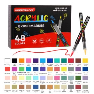 Bút Dạ Quang Acrylic Lỏng 12-48 Màu Đầu Cọ Mềm Không Thấm Nước Dùng Để Vẽ Nhiều Lớp Màu Dành Cho Đồ Thủ Công DIY Và Đồ Dùng Mỹ Thuật