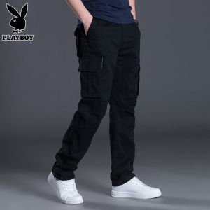 Playboy Mens Casual Straight Leg Workwear Pants Autumn New Fashion Long Trousers Loose Fit Youthful Style Cotton Sweatpants