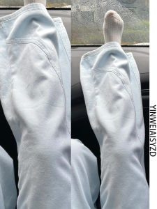 กางเกงยีนส์ทรงตรงเอวสูงขากว้างสีฟ้าเข้มสำหรับผู้หญิง กางเกงขายาวทรงสลิมฟิตฤดูใบไม้ผลิและฤดูร้อน 2025