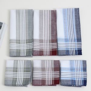 6/9/12pcs Mens Plaid Segment Handkerchief Suit Pocket Towel European and American Light-colored Pure Cotton Hand Towel 40cm