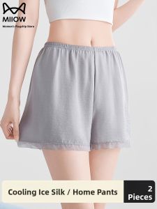 Miiow | Cat Woman Ice Silk Safety Pants Women Summer Loose Lace Home Shorts Sleepwear Invisible Mid Waist Polyester Fiber Thin Model