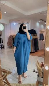 Dress Kaftan Polos Crinkle Airflow Premium