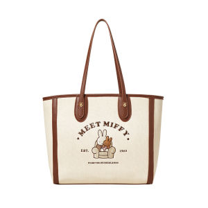 Miffy Womens Large Capacity Tote Bag Embroidered Fashionable Versatile Handheld Armpit Shoulder Canvas Bag British Style