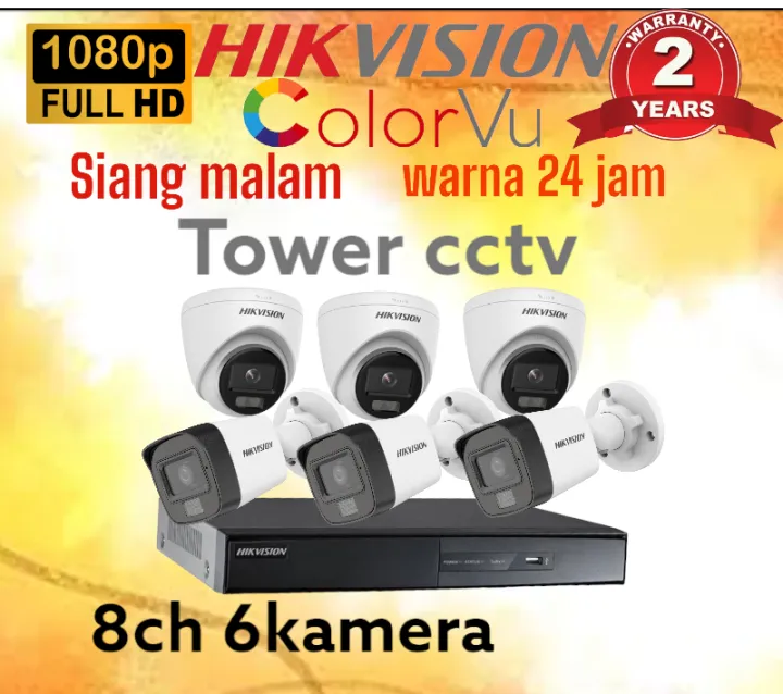 PAKET%20CCTV%20HIKVISION%20COLORVU%208%20CHANNEL%206%20KAMERA%202MP%201080P%20FULL%20COLOR%20SIANG%20MALAM%20-%20Image%202