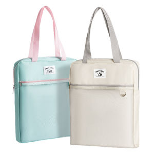 Large Capacity Canvas Study Bag Zipper Style Learning Tutoring Pouch Student Materials Handheld Book Storage Bag Boys Girls