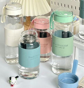 Japanese Style Fashion Glass Bottle 480ml wtaer Bottle With Tea Infuser Insulation Sleeve High Temperature Drinking Bottles Milk