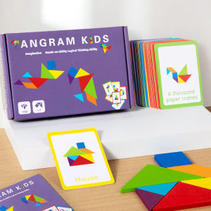 3D Wooden Tangram Jigsaw Puzzles Board Games Kids Montessori Educational Toys Children Kindergarten Geometric Shape Teaching Aid