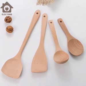 HOME1988 🍳พร้อมส่ง💯 ตะหลิวไม้ กระบวยไม้ ทัพพีไม้ ทำอาหาร ทัพพีตักข้าว อุปกรณ์ทำอาหาร