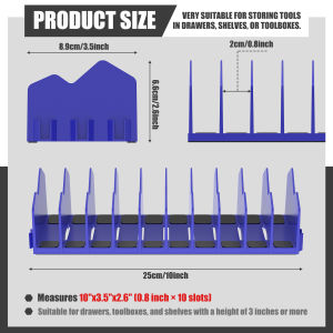 Pliers Organizer Rack with Nonslip Rubber Base 10 Slots Plier Rack Space Saving Plier Cutters Screwdriver Wrench Tool Organizer