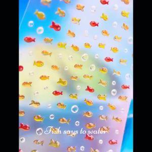 5D Ocean Scallop in Shell Nail Art Sticker Colourful Pearl Star Moon Coral Beach Mermaid Sea Carp Koi Relief Manicure Decals