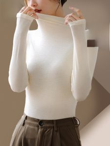 Miiow | White Long Sleeve Mid-Neck Thermal Shirt Womens Fashion Autumn Winter Inner Wear Catman Stylish Base Layer Top