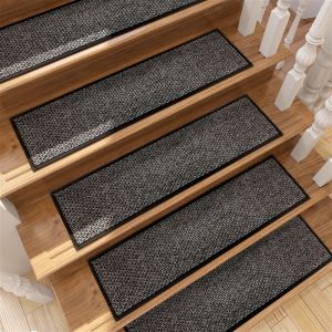 SoftThickand Comfortable Natural Linen Carpet Stair Treads for Wooden Steps - Non-Slip Indoor Stair Pads - Jute Stair Runners - Stair Rugs for Kids and Dogs - Machine Washable - 4 PCS - 30 x 8 Inch