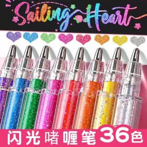 Colorful Gel Pen Diamond Sparkle Pen 1.0mm Sparkle Powder Pen Coloring Class Notes Student round Head Non-Erasable 12 Colors