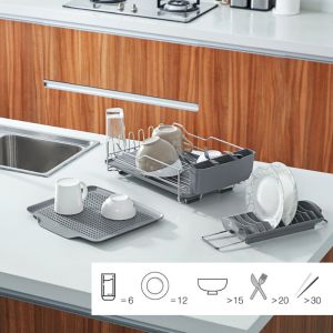 Detachable Stainless steel Table Top Drying Dish Racks with external drying pad drainboard Cup Utensils & Cutlery holder