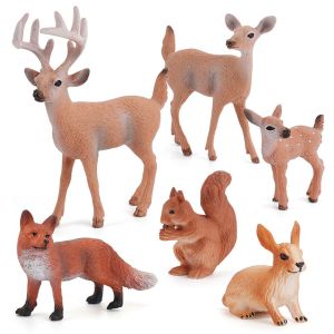 OPEAREY Rabbit Fox Deer Family Animals Figures Home Decor Miniature Toys Artificial
