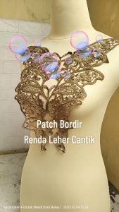 (Per Pcs) AP298 Aplikasi Kerah Bordir Aplikasi Leher Cantik Gold