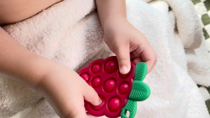 RaZberry Pop Silicone Teether - Red ( razbaby infant soother pacifier teething relief )