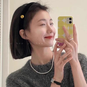 Black Gold Label Hairband Womens New 2025 High Forehead Face Washing Headband Hair Accessories Luxury Niche High-End Feeling Headwear