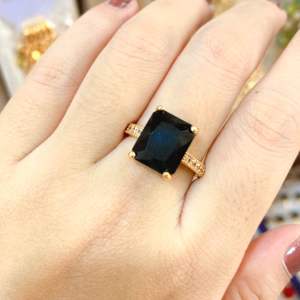 CINCIN EMAS GIOK KOTAK BATU HITAM PERMATA CINCIN TITANIUM ANTI LUNTUR