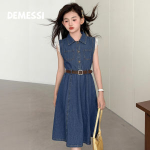 Light Sleeveless Denim Girls Dress