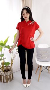 Terbaru Blues imlek Warna Merah Cheongsam