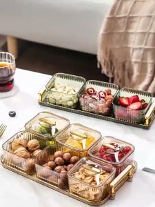 Less2u - Light Luxury Candy Box Household Living Room Candy Plate Snack Dish Snack Nuts Dried Fruit 6 grids Storage Box