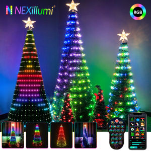 Dây Đèn LED Sao Nhiều Màu WS2812B Trang Trí Cây Thông Noel Thác Nước Cổ Tích Giáng Sinh Điều Khiển Bằng Ứng Dụng Bluetooth Cho Nhà Cửa Sân Vườn Ngày Lễ