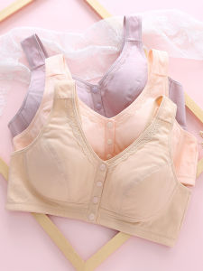 Breathable Cotton Bra for Mom Summer Thin Vest Style Front Clasp No Steel Ring Full Pure Cotton Large Size Underwear