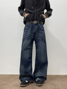 กางเกงยีนส์ทรงหลวมสไตล์ย้อนยุคแบบวินเทจสำหรับผู้ชายและผู้หญิง กางเกงขายาวทรงหลวมสำหรับใส่ลำลองในช่วงฤดูร้อน